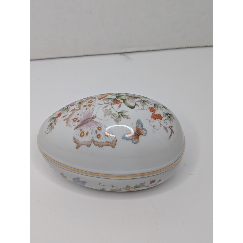 Vintage Avon‎ Porcelain Butterfly Trinket Box Jewelry Box 22K Gold Trim Japan...